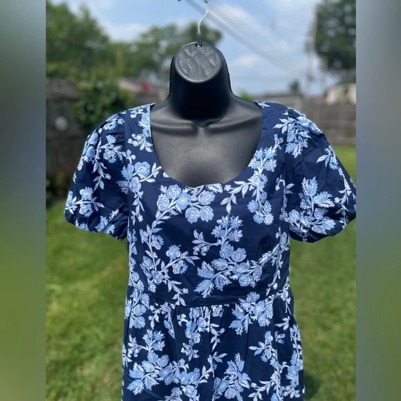 NWT J Crew tiered‎ floral dress size 14 puff sleeves cotton babydoll ornate - Picture 5 of 14